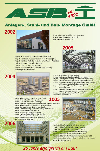 Referenzhistorie ASB Montage - 2002 bis 2006